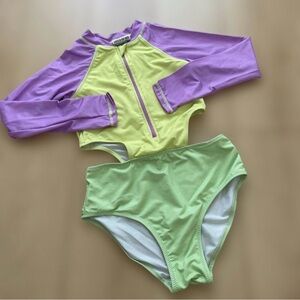 Zara Girls Long Sleeve one piece Rash Guard Swimsuit - size 10